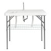 101*65.5*92cm HDPE Rectangular With Barbed Wire Foldable Outdoor Fish Cleaning Table White