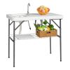 101*65.5*92cm HDPE Rectangular With Barbed Wire Foldable Outdoor Fish Cleaning Table White