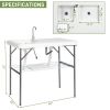 101*65.5*92cm HDPE Rectangular With Barbed Wire Foldable Outdoor Fish Cleaning Table White