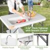 101*65.5*92cm HDPE Rectangular With Barbed Wire Foldable Outdoor Fish Cleaning Table White