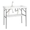 101*65.5*92cm HDPE Rectangular With Barbed Wire Foldable Outdoor Fish Cleaning Table White