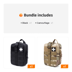 Outdoor Tactical Medical Kit; Mountaineering Survival Kit Emergency Sports Waist Bag (Just the Bag) (Color: Black+Camouflage)